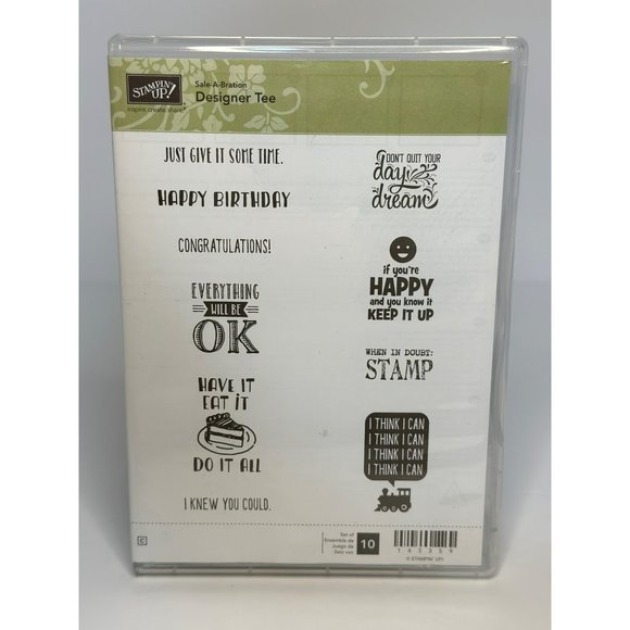 NIB Stampin’ Up! Sale-A-Bration “Designer Tee” Set of 10 Photopolymer Stamp Set - Picture 1 of 8